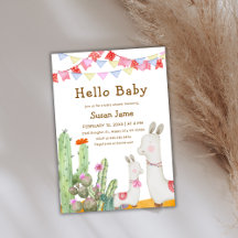 Hello Baby Desert Cactus Llama Fiesta Baby Shower