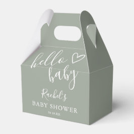 Hello Baby Duwer Gender Neutral Boho Sage Green Geschenkschachtel