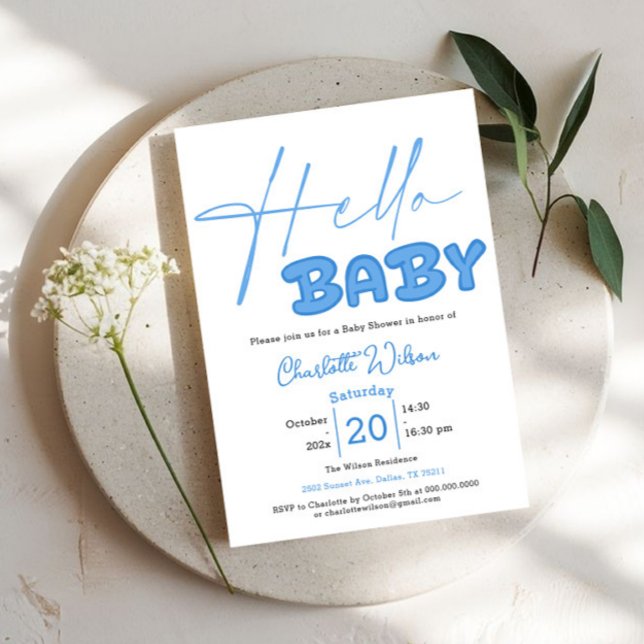 Hello Baby Elegant Baby Shower Einladung (Von Creator hochgeladen)