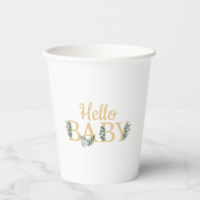 Hello Baby Eucalyptus Pappbecher (Vorderseite)