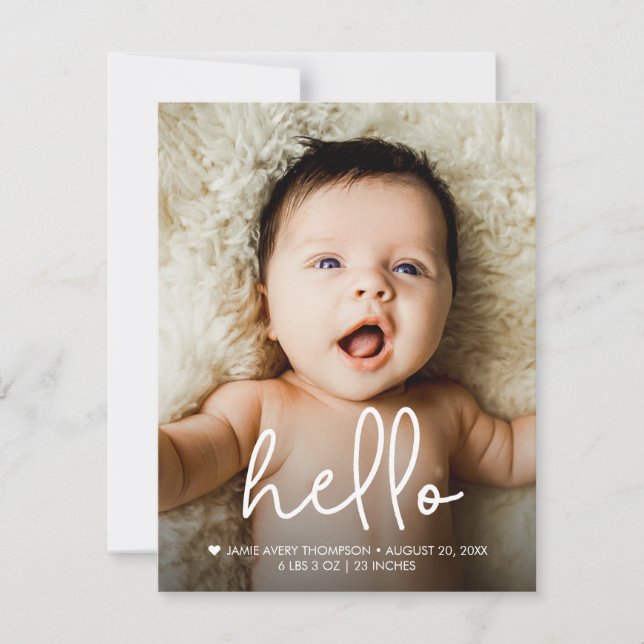 Hello Baby Foto Birth Ankündigung Vielen Dank (Vorderseite)