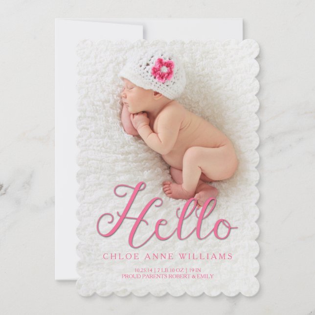 Hello Baby Girl Dream Birth Ankündigung Fotokarte (Vorderseite)