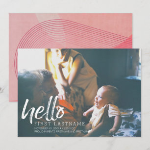 Hello Baby Girl - gebürstete Buchstaben Aquarellpi Ankündigung