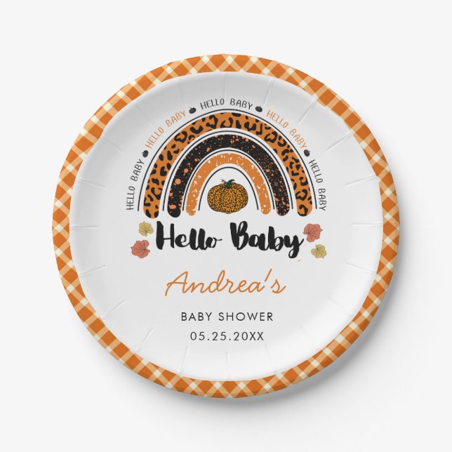 Hello Baby Girl Pumpkin Baby Shower Pappteller (Vorderseite)