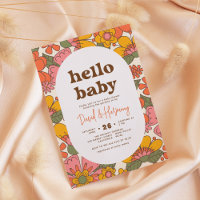 Hello Baby | Groovy Retro Blume Boho Babydusche