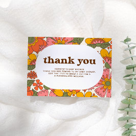 Hello Baby | Groovy Retro Blume Boho Vielen Dank Dankeskarte