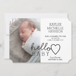 Hello Baby Heart Girls Geburtserklärung Ankündigung