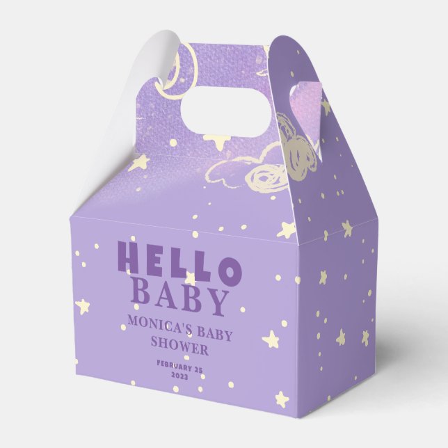 Hello Baby Lila Dream Baby Dusche Geschenkschachtel (Vorderseite)