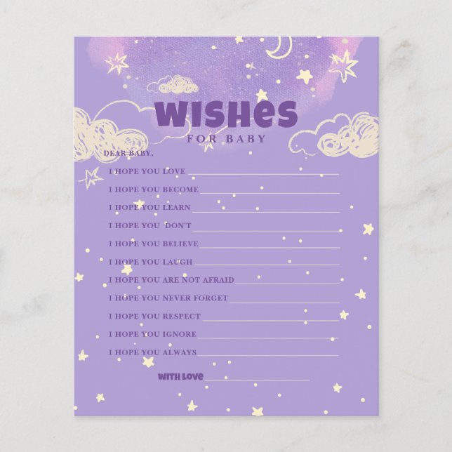 Hello Baby Lila Dream Wünsche für Babydusche (Vorderseite)