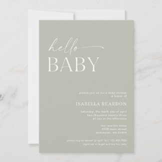Hello Baby Minimalistisch Baby Dusche Einladung