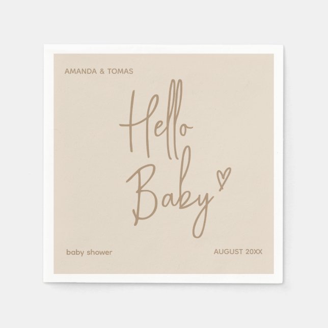 Hello Baby Minimalistisch Gender Neutral Baby Dusc Serviette (Vorderseite)