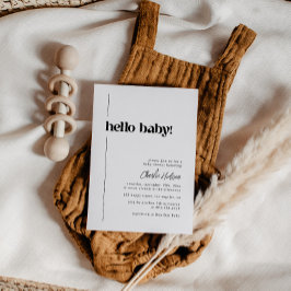 Hello Baby Minimalistisch Retro Baby Dusche Einladung