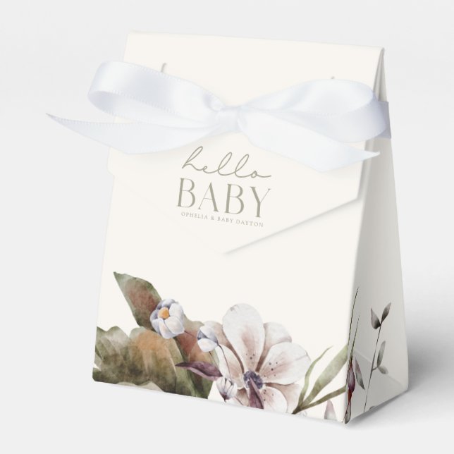 HELLO BABY | Minimalistisches Alter und Elfenbeink Geschenkschachtel (Vorderseite)