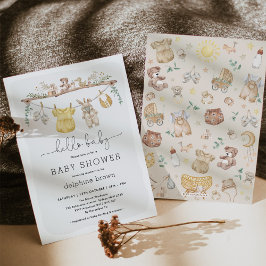 Hello Baby | Moderne Boho Baby Kleidung Dusche Einladung