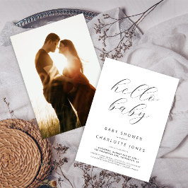 Hello Baby Modernes Minimal Foto Babydusche Einladung