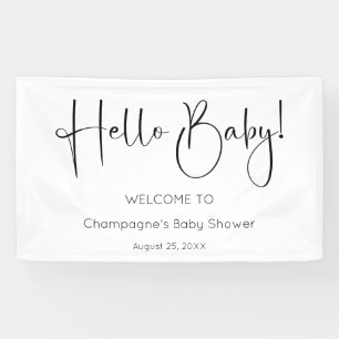Hello Baby Modernes Script Baby Dusche Banner