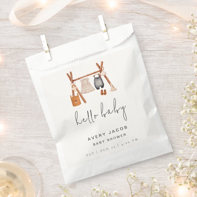 Hello Baby | Niedlich Boho Kleidung Kinderdusche Geschenktütchen (Ausgeschnitten)