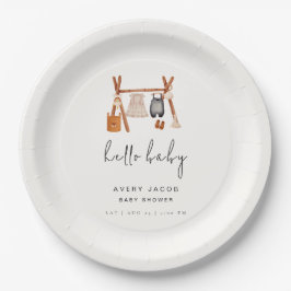 Hello Baby | Niedlich Boho Kleidung Kinderdusche Pappteller