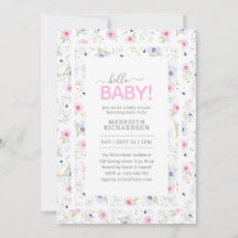 Hello Baby Niedlich Floral Pink Blue Girl Baby Dus