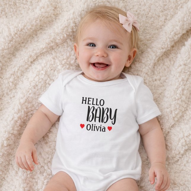 Hello Baby Olivia Red Hearts Strampler (Von Creator hochgeladen)
