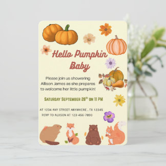 Hello Baby Pumpkin Fall Baby Shower Invitation Einladung