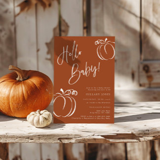 Hello Baby Pumpkin Terracotta Bohemisch Baby Dusch Einladung