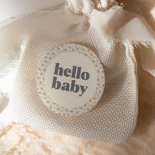 Hello Baby Retro Boho Daisy Custom Runder Aufkleber