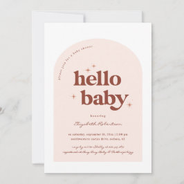 Hello Baby | Retro Pink & Terracotta Kinderdusche Einladung