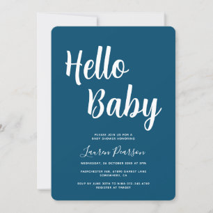 Hello Baby Rustic Ocean Blue Baby Dusche Einladung