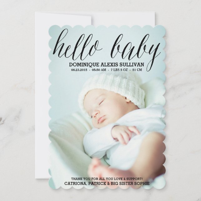 Hello Baby Script Faire-part de naissance photo I (Devant)
