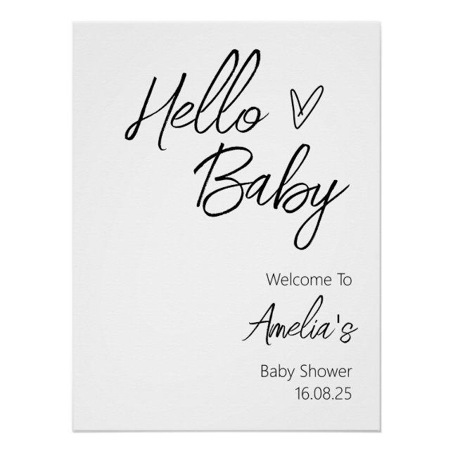 Hello Baby Shooter Begrüßungszeichen Poster (Vorderseite)