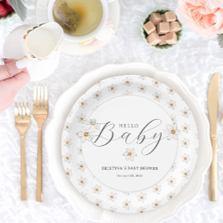 Hello Baby Spring Daffodil Baby Dusche Pappteller