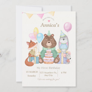 Hello Baby   Süße Tier-Themed Baby Willkommen Einladung