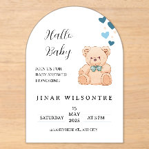 Hello Baby Teddy Bear Baby Shower Invitation