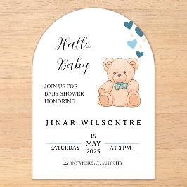 Hello Baby Teddy Bear Baby Shower Invitation Acryleinladungen