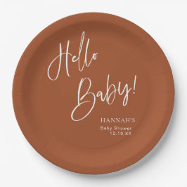 Hello Baby Terracotta Bohemisch Earthy Baby Shoote Pappteller