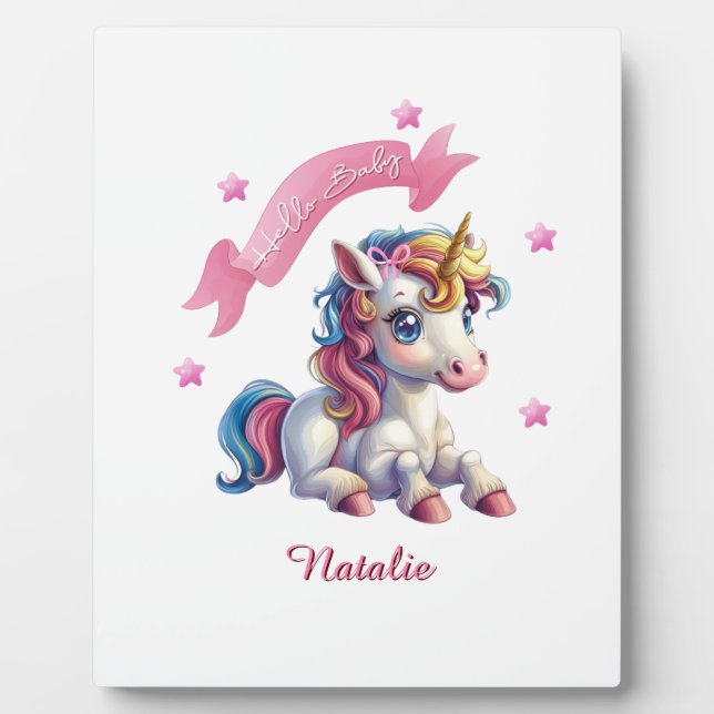 Hello Baby Unicorn Fotoplatte (Vorderseite)