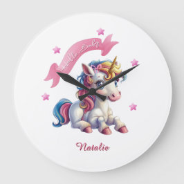Hello Baby Unicorn Große Wanduhr