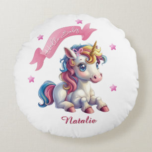 Hello Baby Unicorn Rundes Kissen