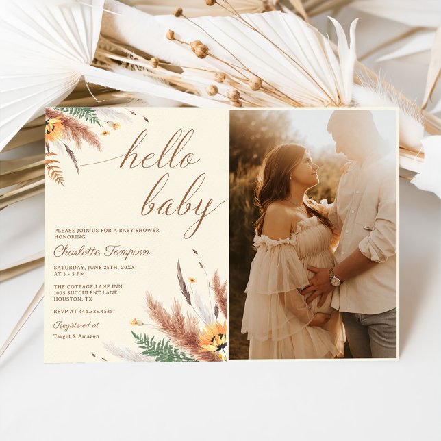 Hello Baby Wildblume Baby Dusche Foto Einladung (Von Creator hochgeladen)