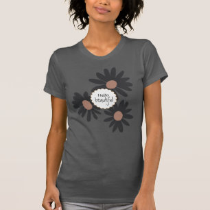 Hello Beautiful Daisis Black Pink Floral T-Shirt