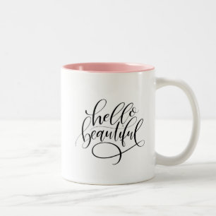 Hello Beautiful Hand Letters Zweifarbige Tasse