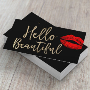 Hello Beautiful Makeup Artist Gold Typografy Visitenkarte