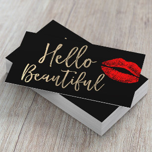 Hello Beautiful Makeup Artist Gold Typografy Visitenkarte