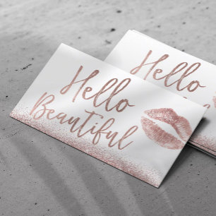 Hello Beautiful Makeup Artist Rose Gold Typografy Visitenkarte