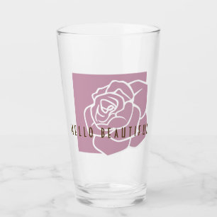 Hello Beautiful - Modern Chic Pink Rose Blume Glas