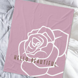 Hello Beautiful - Modern Chic Pink Rose Fleecedecke