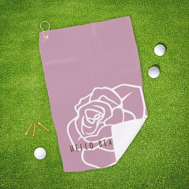 Hello Beautiful - Modern Chic Pink Rose Golfhandtuch (Von Creator hochgeladen)