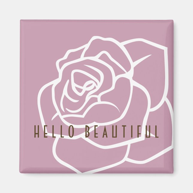 Hello Beautiful - Modern Chic Pink Rose Magnet (Vorne)