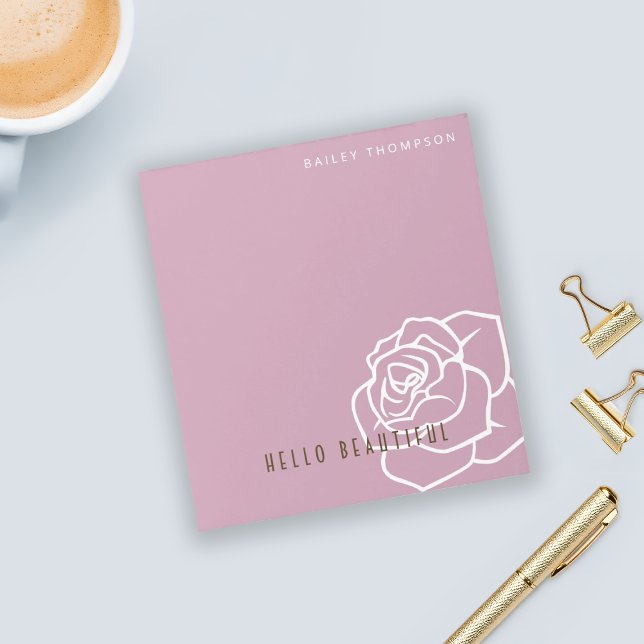 Hello Beautiful - Modern Chic Pink Rose Notizblock (Von Creator hochgeladen)